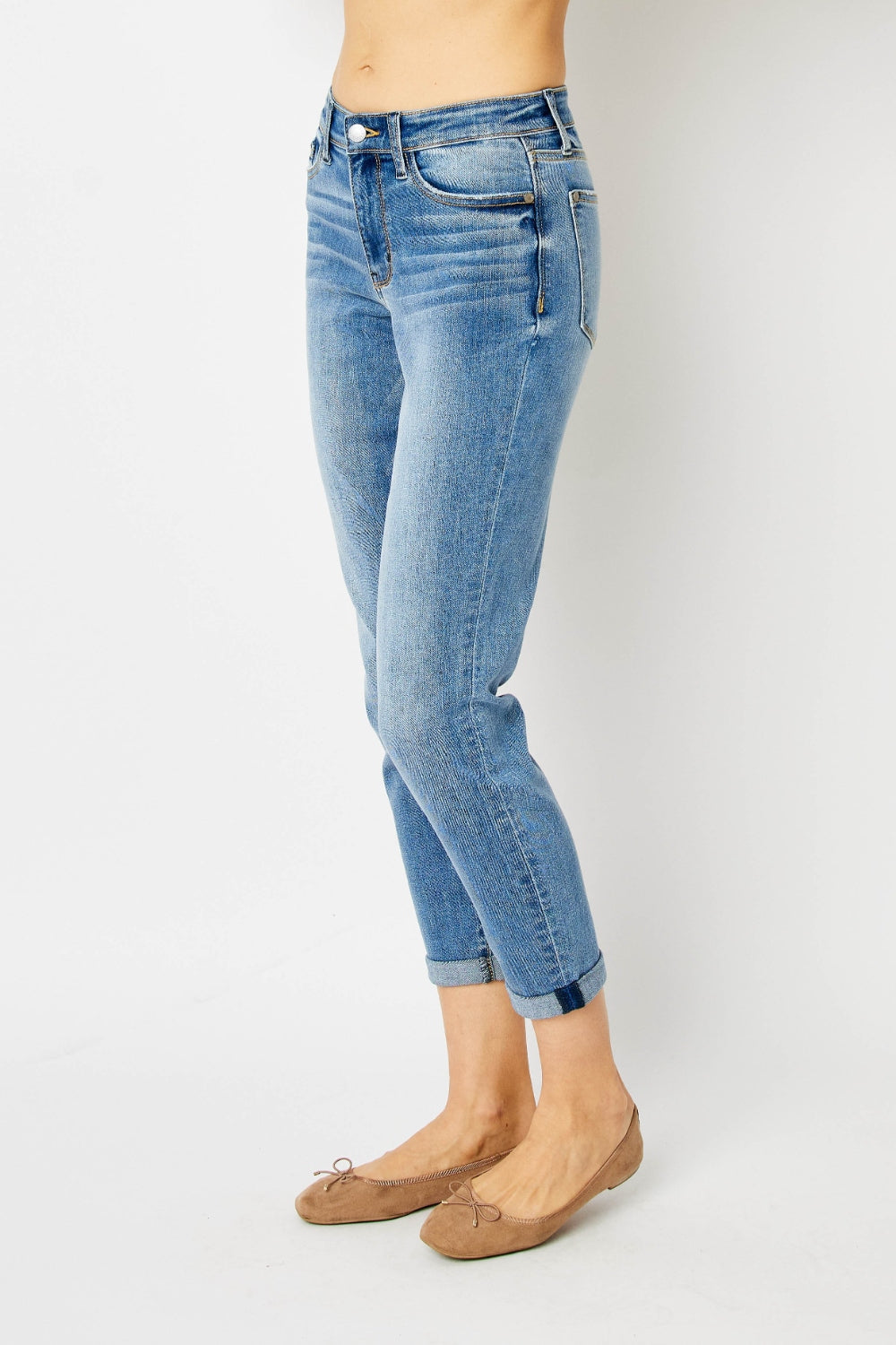 Judy Blue Cuffed Hem Blue Denim Skinny Jeans