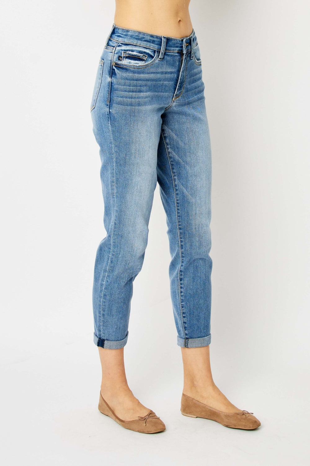 Judy Blue Cuffed Hem Blue Denim Skinny Jeans