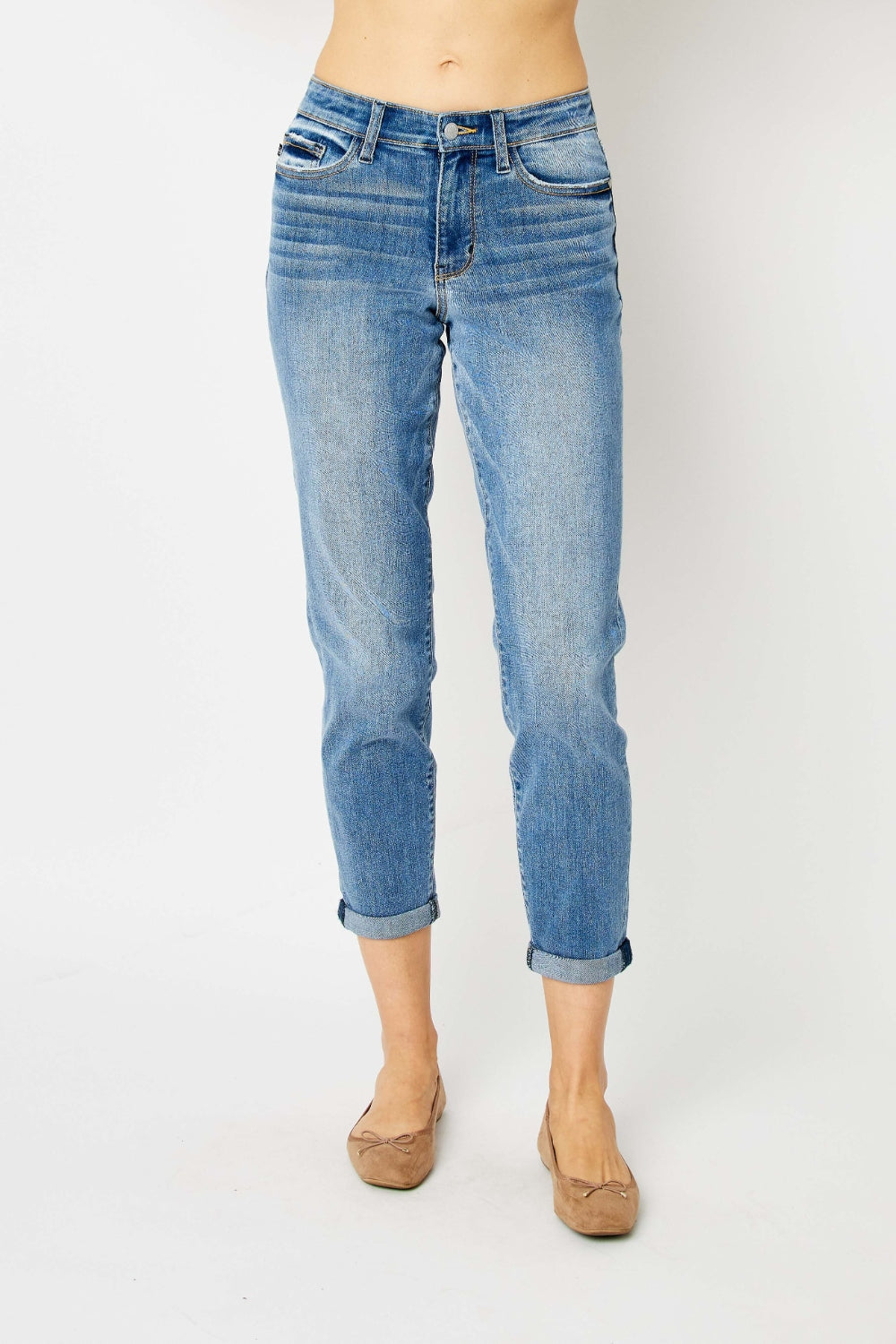 Judy Blue Cuffed Hem Blue Denim Skinny Jeans