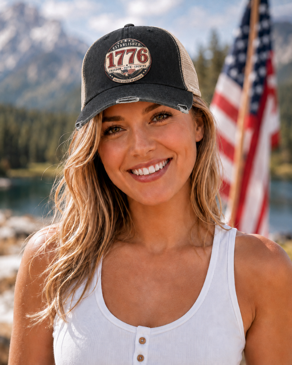 1776 Freedom Heritage Patriotic Fourth Of July Distressed Ollie Cap