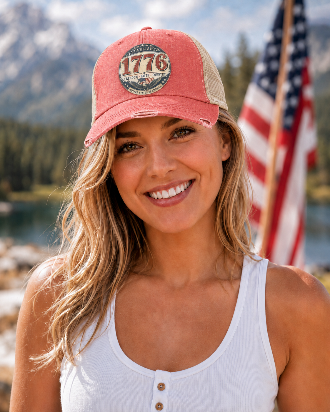 1776 Freedom Heritage Patriotic Fourth Of July Distressed Ollie Cap