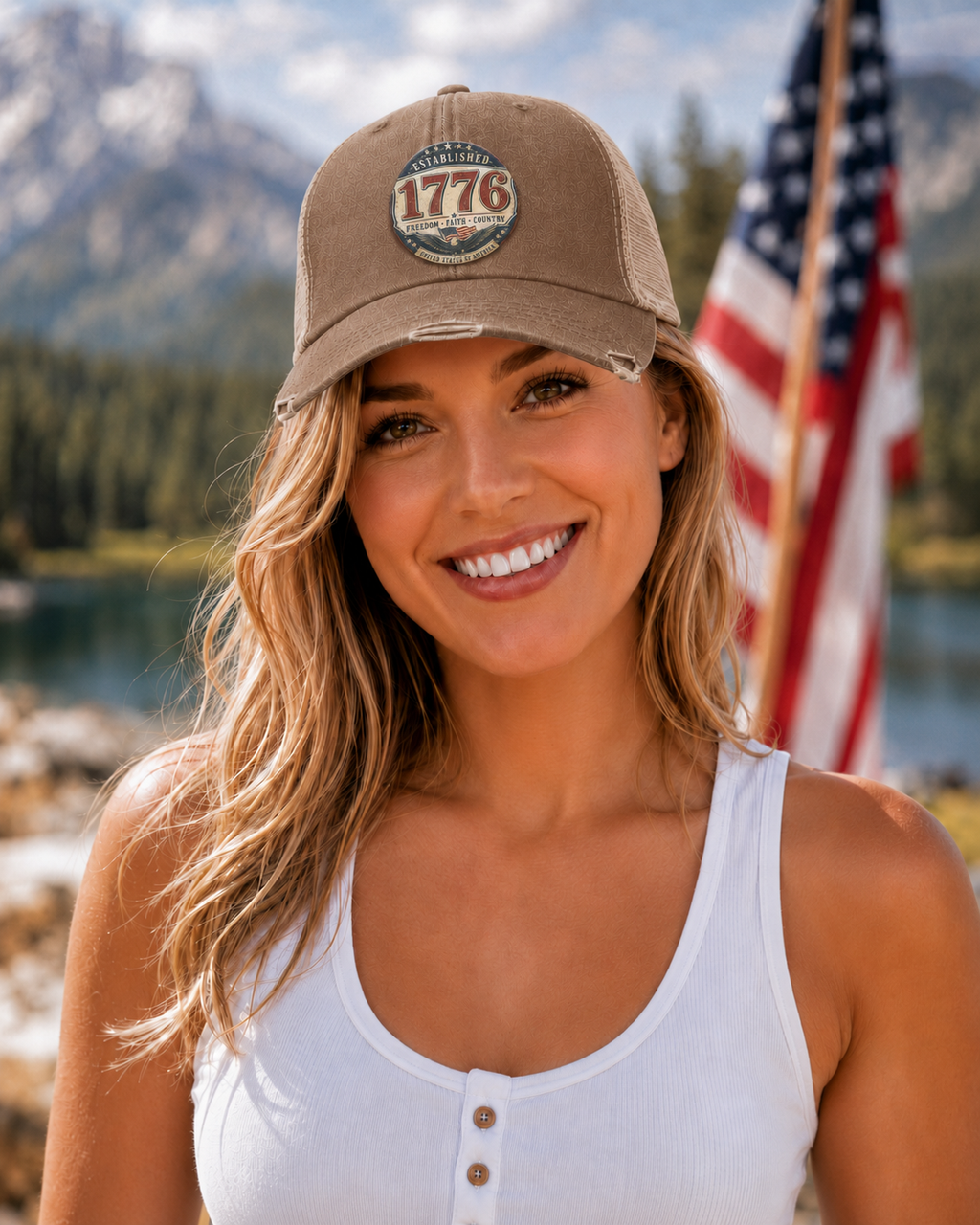 1776 Freedom Heritage Patriotic Fourth Of July Distressed Ollie Cap