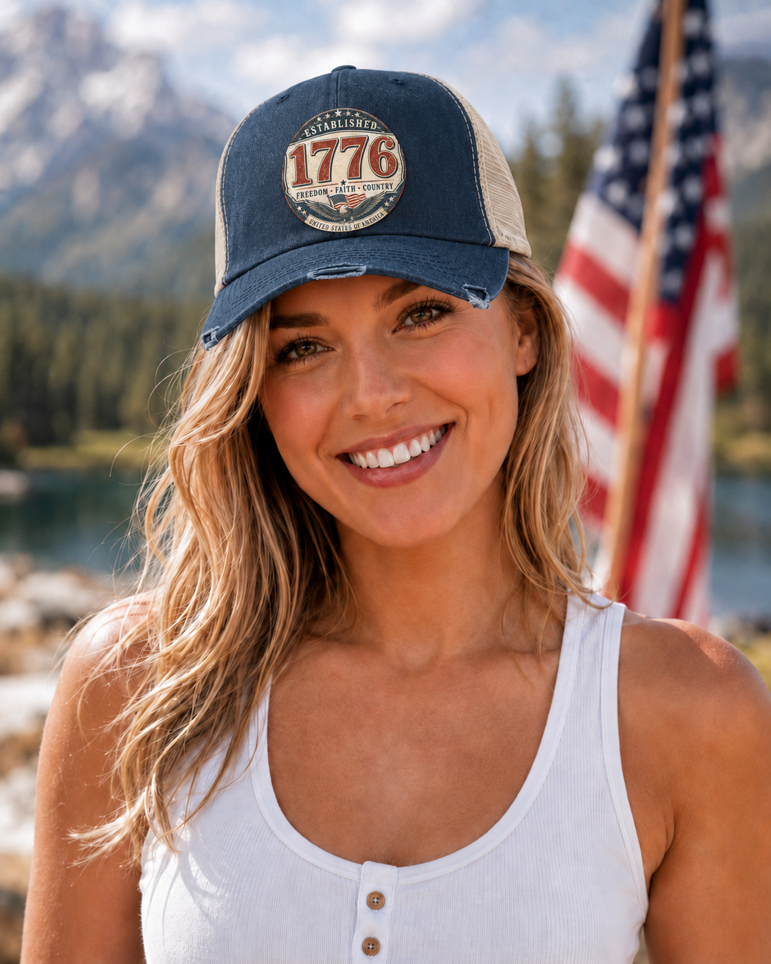 1776 Freedom Heritage Patriotic Fourth Of July Distressed Ollie Cap