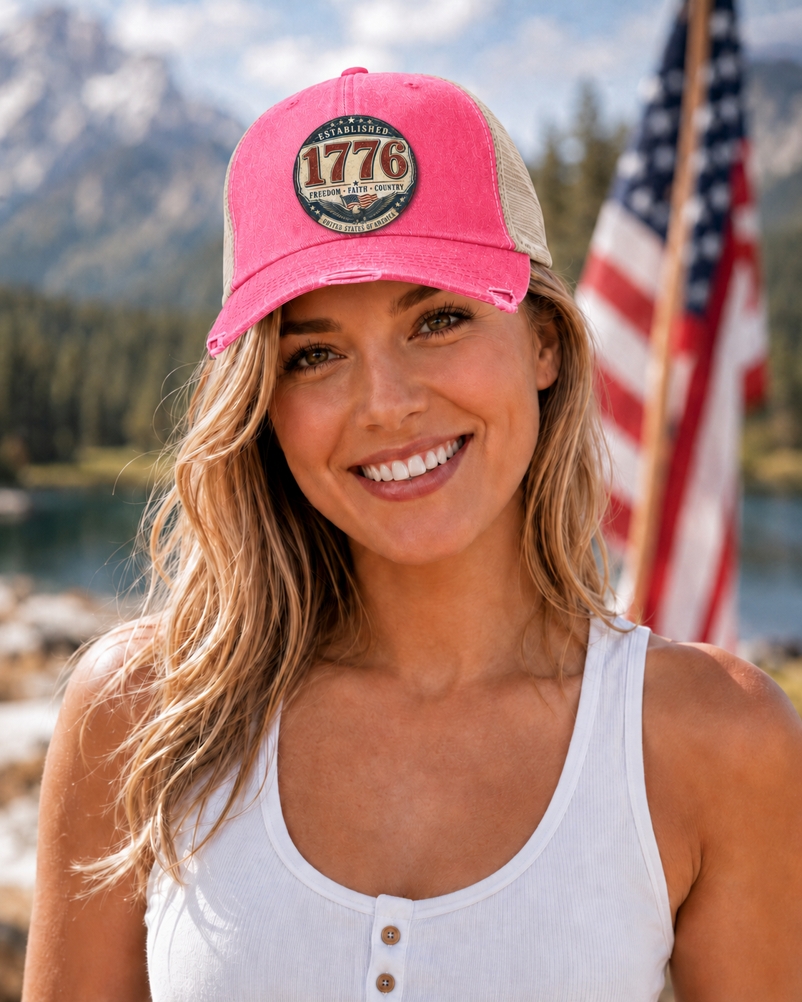 1776 Freedom Heritage Patriotic Fourth Of July Distressed Ollie Cap