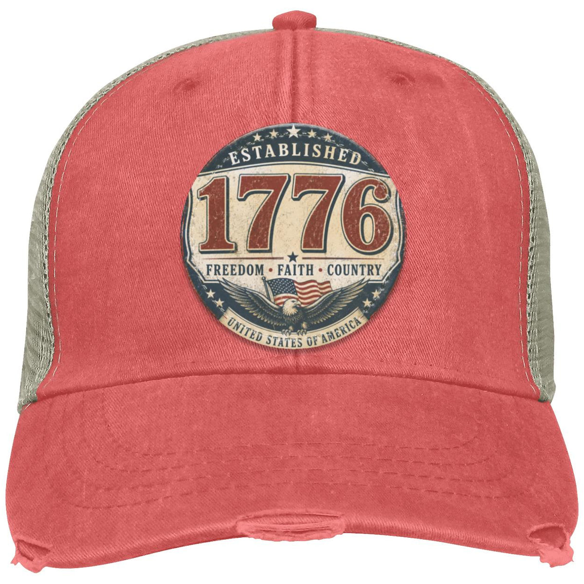 1776 Freedom Heritage Patriotic Fourth Of July Distressed Ollie Cap