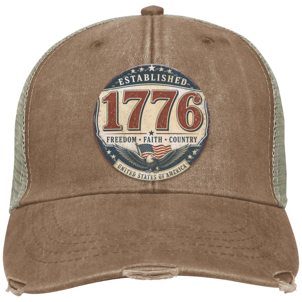 1776 Freedom Heritage Patriotic Fourth Of July Distressed Ollie Cap