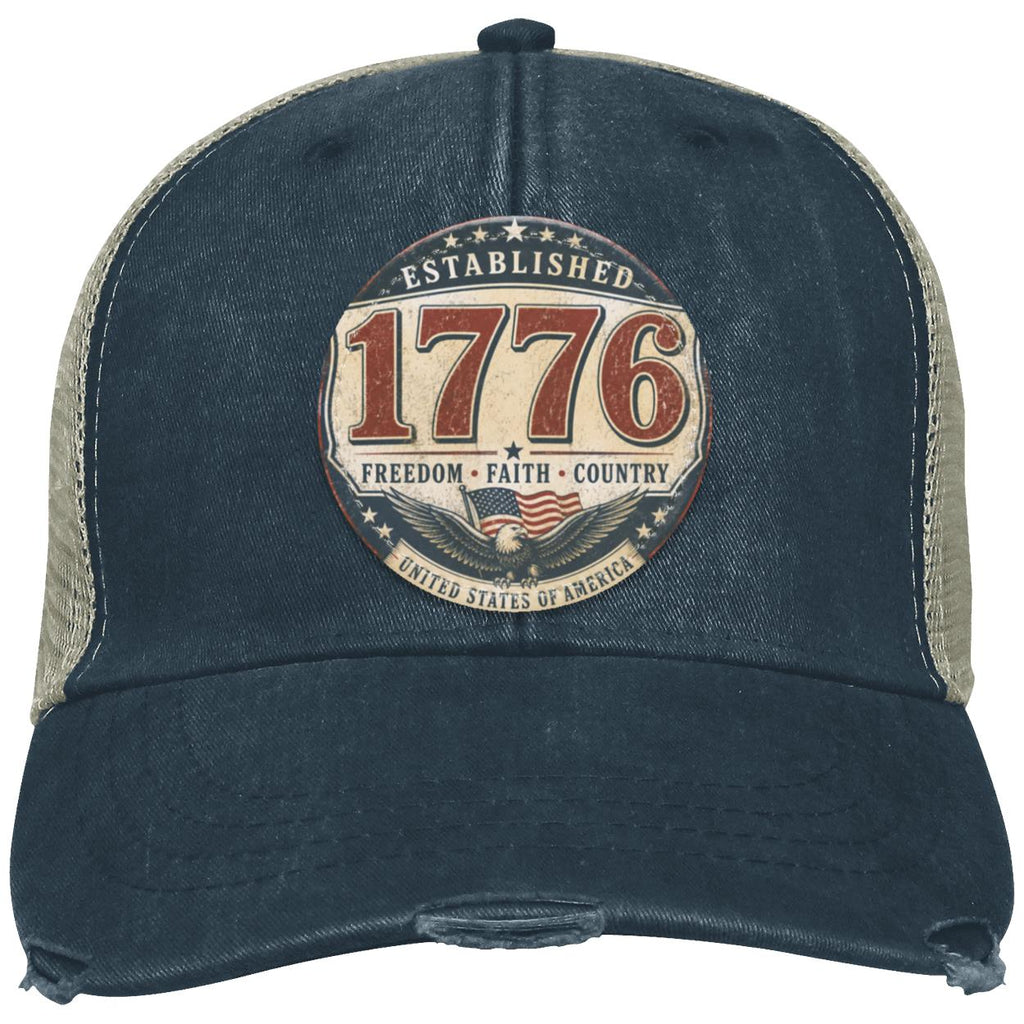 1776 Freedom Heritage Patriotic Fourth Of July Distressed Ollie Cap