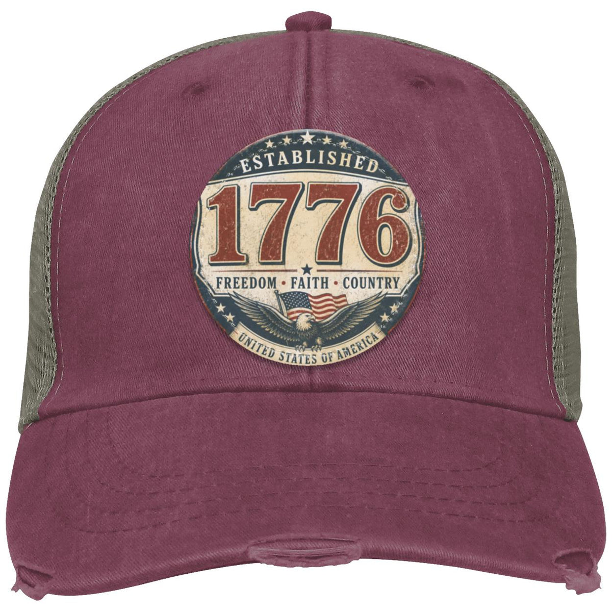1776 Freedom Heritage Patriotic Fourth Of July Distressed Ollie Cap