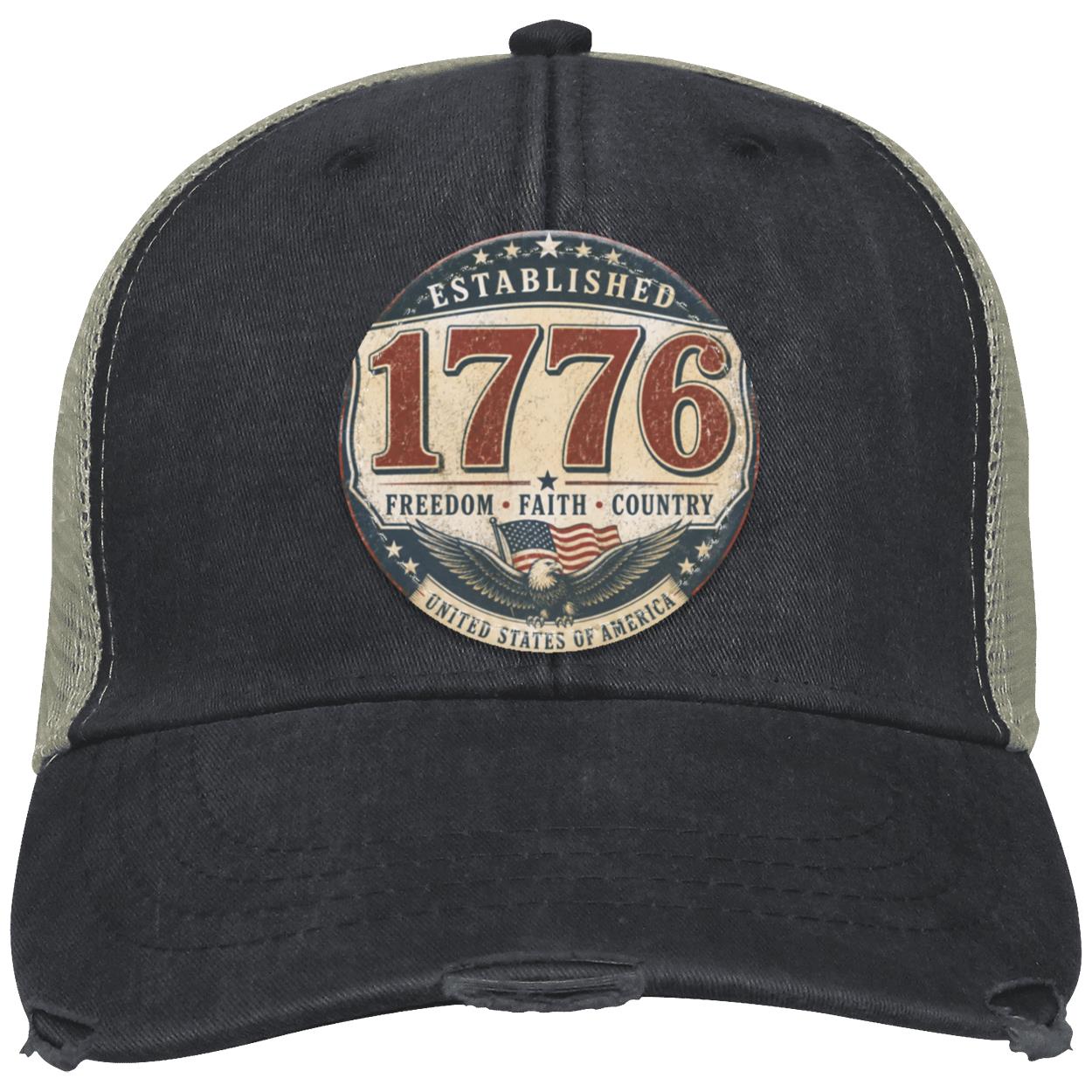 1776 Freedom Heritage Patriotic Fourth Of July Distressed Ollie Cap