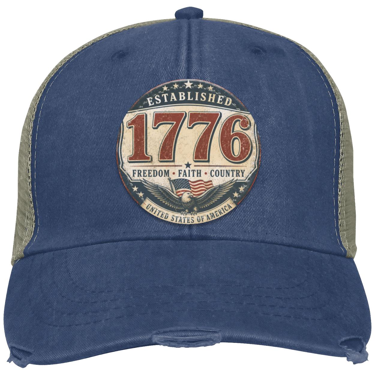 1776 Freedom Heritage Patriotic Fourth Of July Distressed Ollie Cap