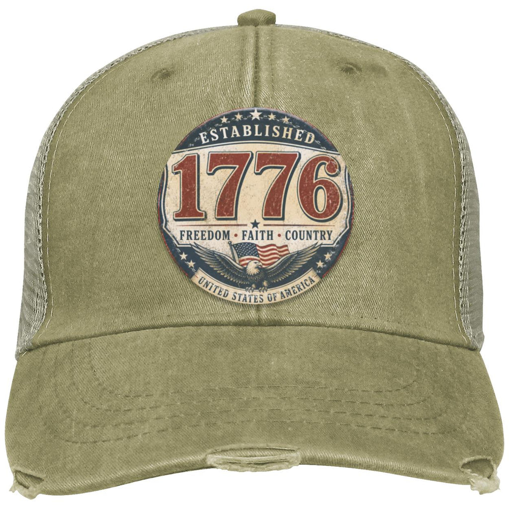 1776 Freedom Heritage Patriotic Fourth Of July Distressed Ollie Cap