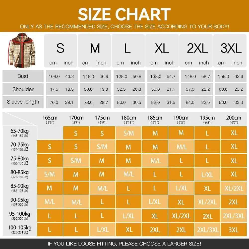 Men's Jackets Winter Windproof Warm Casual Bomber Coat Plaid Sherpa Lined Flannel Outdoor Classic Jacket Men US Size