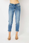 Judy Blue Cuffed Hem Blue Denim Skinny Jeans